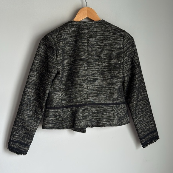 Vince Black Leather Trim Boucle Jacket Size 2 - Picture 3 of 16